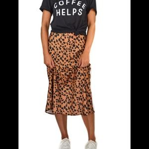 Urban Outfitters Leopard Rowan Slip Midi Skirt M
